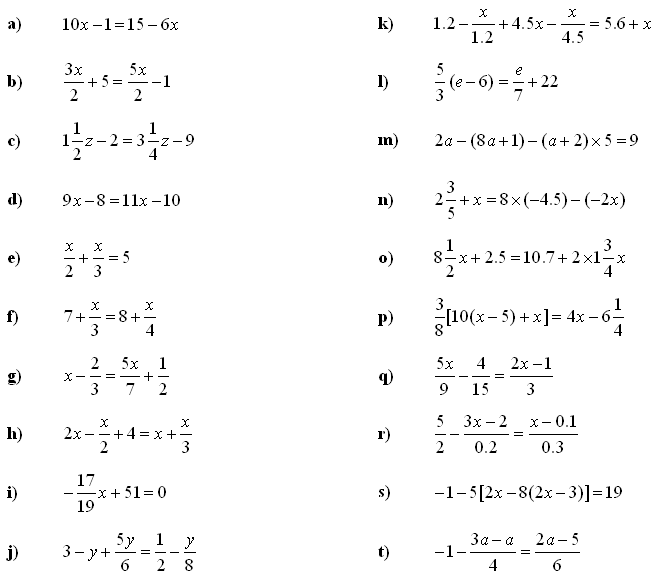 Linear equations and inequalities - Exercise 1
